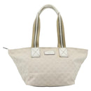 GUCCI GG Canvas Sherry Line Hand Bag White Gold 131230 Auth 183994-13