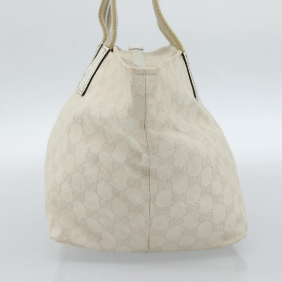 GUCCI GG Canvas Sherry Line Hand Bag White Gold 131230 Auth 183994