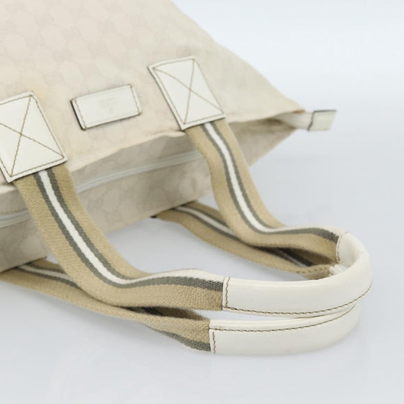 GUCCI GG Canvas Sherry Line Hand Bag White Gold 131230 Auth 183994