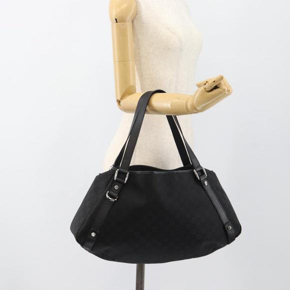 GUCCI GG Canvas Abbey Tote Bag Black Silver 293578 Auth 183995V