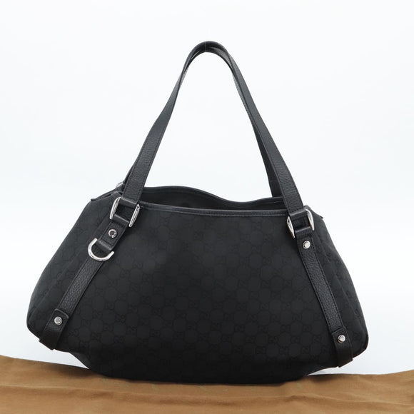 GUCCI GG Canvas Abbey Tote Bag Black Silver 293578 Auth 183995V