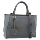 FENDI To joule Hand Bag Leather 2way Gray Gold Auth 183996-1