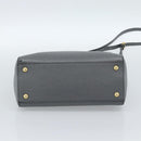 FENDI To joule Hand Bag Leather 2way Gray Gold Auth 183996-5
