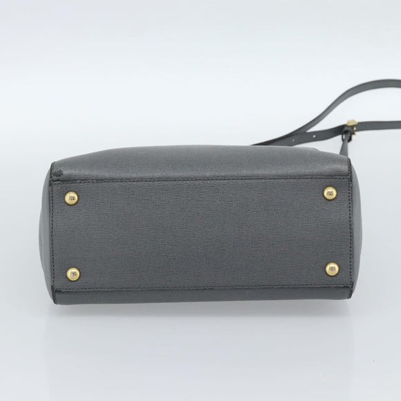 FENDI To joule Hand Bag Leather 2way Gray Gold Auth 183996