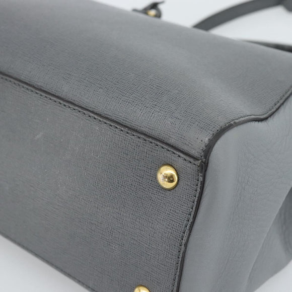 FENDI To joule Hand Bag Leather 2way Gray Gold Auth 183996