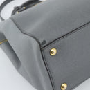 FENDI To joule Hand Bag Leather 2way Gray Gold Auth 183996-17