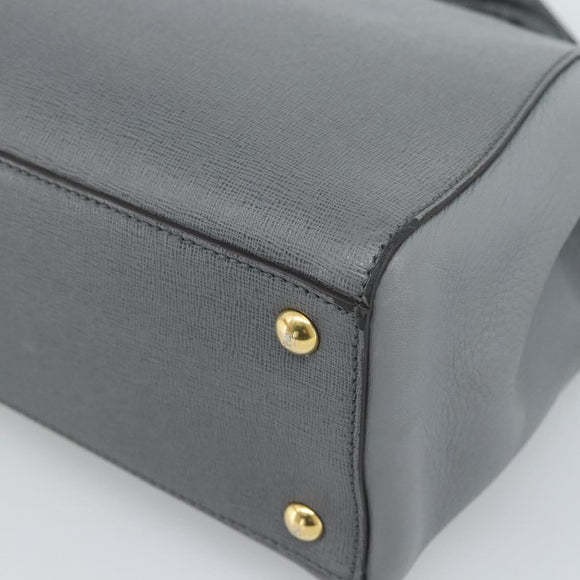 FENDI To joule Hand Bag Leather 2way Gray Gold Auth 183996