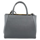 FENDI To joule Hand Bag Leather 2way Gray Gold Auth 183996-2