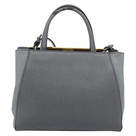 FENDI To joule Hand Bag Leather 2way Gray Gold Auth 183996