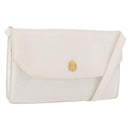 CELINE Shoulder Bag Leather White Gold Auth 183997-1