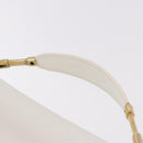 CELINE Shoulder Bag Leather White Gold Auth 183997-10