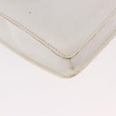 CELINE Shoulder Bag Leather White Gold Auth 183997-12
