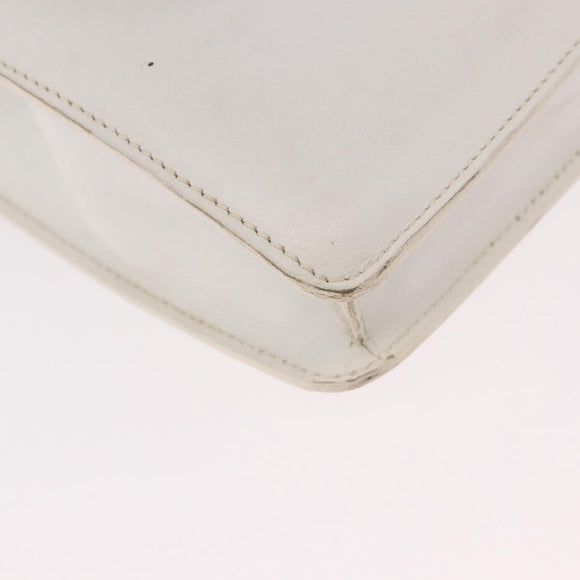 CELINE Shoulder Bag Leather White Gold Auth 183997