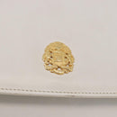 CELINE Shoulder Bag Leather White Gold Auth 183997-16