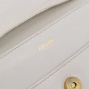 CELINE Shoulder Bag Leather White Gold Auth 183997-17