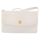 CELINE Shoulder Bag Leather White Gold Auth 183997-2