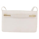 CELINE Shoulder Bag Leather White Gold Auth 183997-3