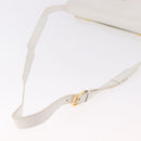 CELINE Shoulder Bag Leather White Gold Auth 183997-7