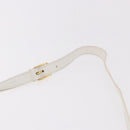 CELINE Shoulder Bag Leather White Gold Auth 183997-8