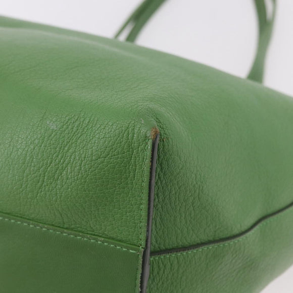 Chloe Tote Bag Leather Green Gold Auth 183998
