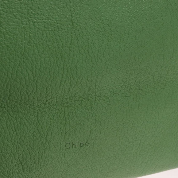 Chloe Tote Bag Leather Green Gold Auth 183998