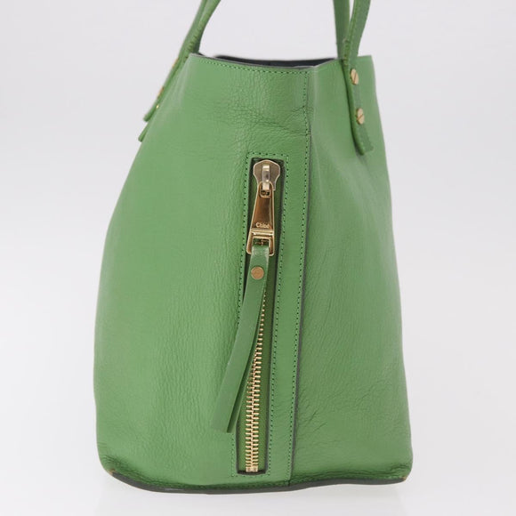 Chloe Tote Bag Leather Green Gold Auth 183998