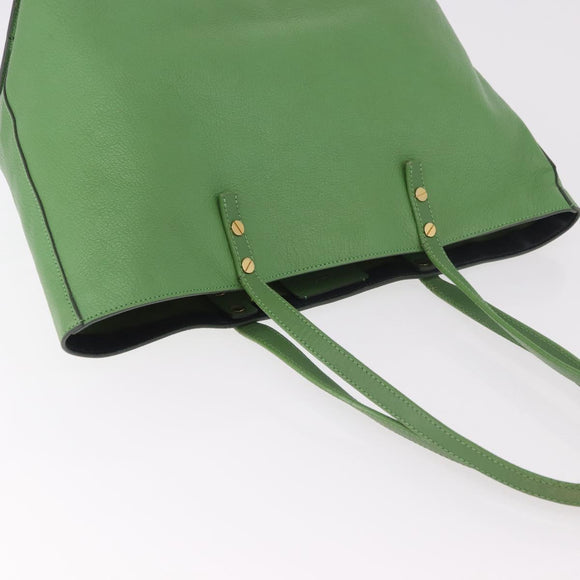 Chloe Tote Bag Leather Green Gold Auth 183998