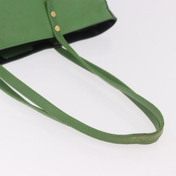 Chloe Tote Bag Leather Green Gold Auth 183998