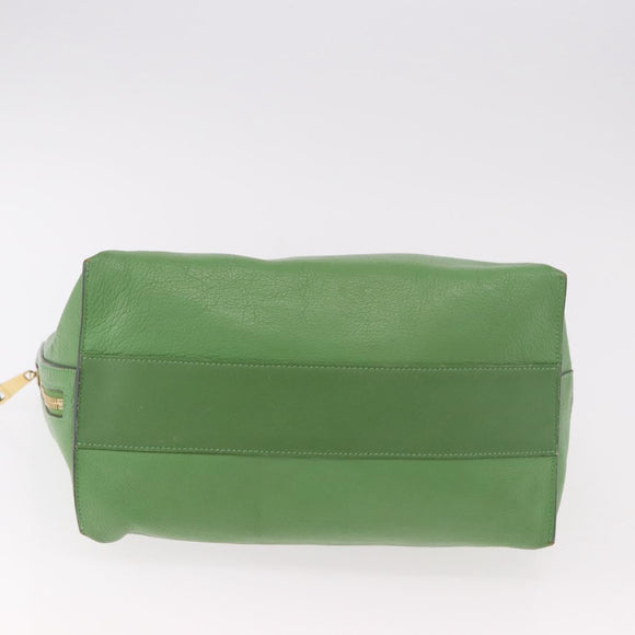 Chloe Tote Bag Leather Green Gold Auth 183998