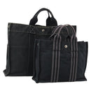 HERMES Fourre Tout Hand Bag Cotton 2 Set Black Navy Auth 184001-1