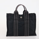 HERMES Fourre Tout Hand Bag Cotton 2 Set Black Navy Auth 184001-10