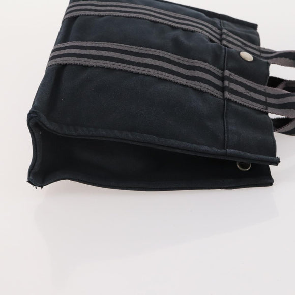 HERMES Fourre Tout Hand Bag Cotton 2 Set Black Navy Auth 184001