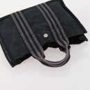 HERMES Fourre Tout Hand Bag Cotton 2 Set Black Navy Auth 184001-13