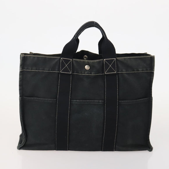 HERMES Fourre Tout Hand Bag Cotton 2 Set Black Navy Auth 184001