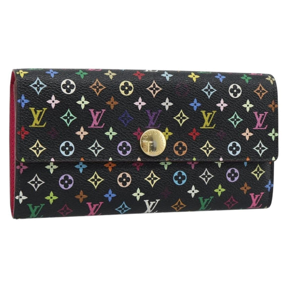 LOUIS VUITTON Monogram Multicolor Portefeiulle Sarah Black M60668 Auth 184003V