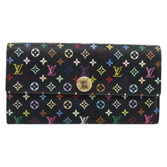 LOUIS VUITTON Monogram Multicolor Portefeiulle Sarah Black M60668 Auth 184003V
