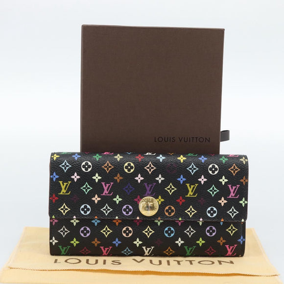 LOUIS VUITTON Monogram Multicolor Portefeiulle Sarah Black M60668 Auth 184003V