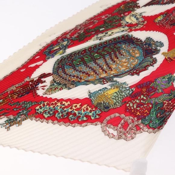 HERMES Pleated Carre Scarf Silk White Auth 184041