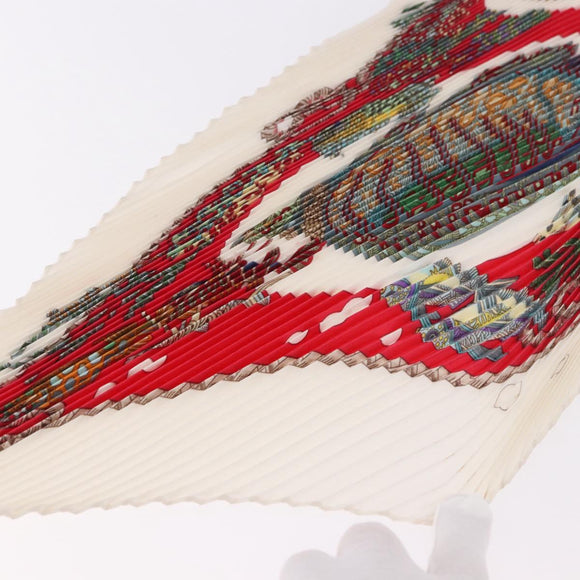 HERMES Pleated Carre Scarf Silk White Auth 184041