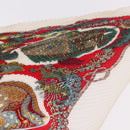 HERMES Pleated Carre Scarf Silk White Auth 184041-6