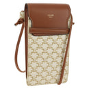 CELINE Triomphe Shoulder Pouch Shoulder Bag PVC White Auth 184044V-1