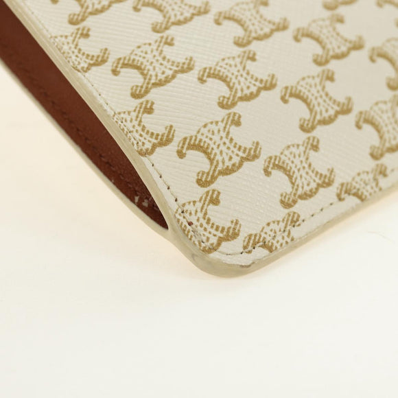 CELINE Triomphe Shoulder Pouch Shoulder Bag PVC White Auth 184044V