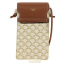 CELINE Triomphe Shoulder Pouch Shoulder Bag PVC White Auth 184044V-2