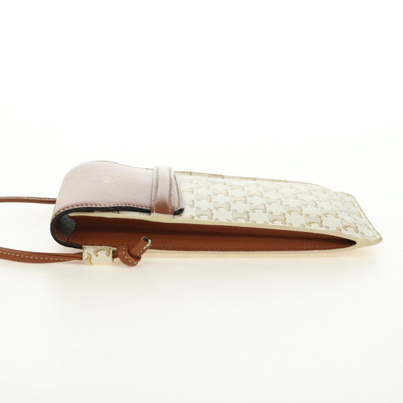 CELINE Triomphe Shoulder Pouch Shoulder Bag PVC White Auth 184044V