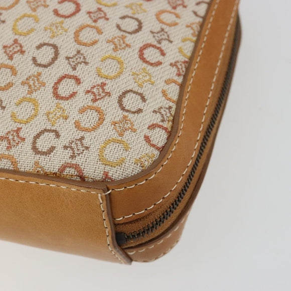 CELINE C Macadam Canvas Shoulder Bag Beige Gold Auth 184120A