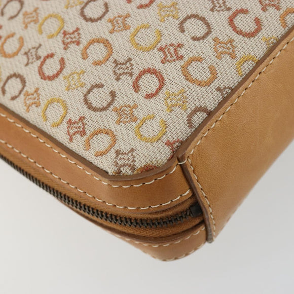 CELINE C Macadam Canvas Shoulder Bag Beige Gold Auth 184120A