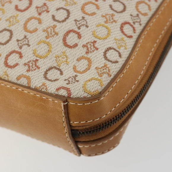 CELINE C Macadam Canvas Shoulder Bag Beige Gold Auth 184120A