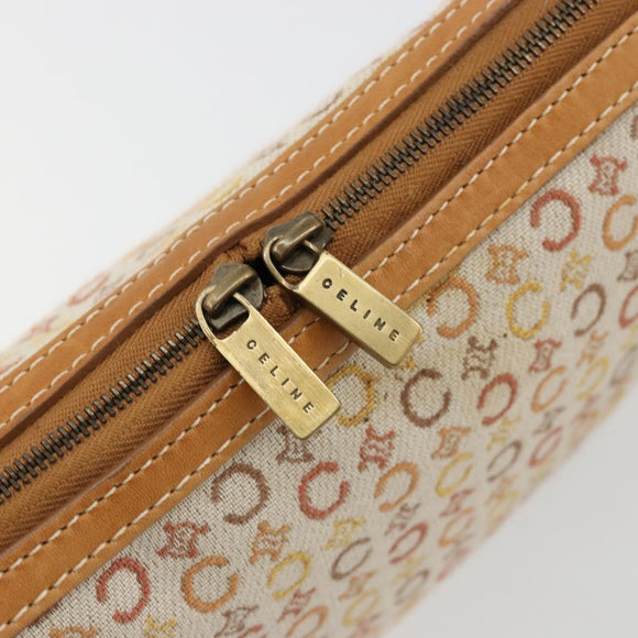 CELINE C Macadam Canvas Shoulder Bag Beige Gold Auth 184120A