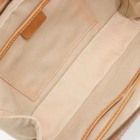 CELINE C Macadam Canvas Shoulder Bag Beige Gold Auth 184120A