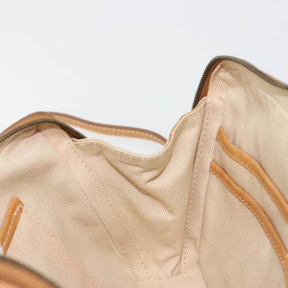 CELINE C Macadam Canvas Shoulder Bag Beige Gold Auth 184120A